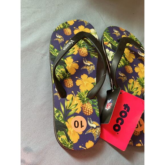 Foco Minnesota Vikings sandles Thong Flip Flops Women’s 10 NFL Football - Picture 4 of 6
